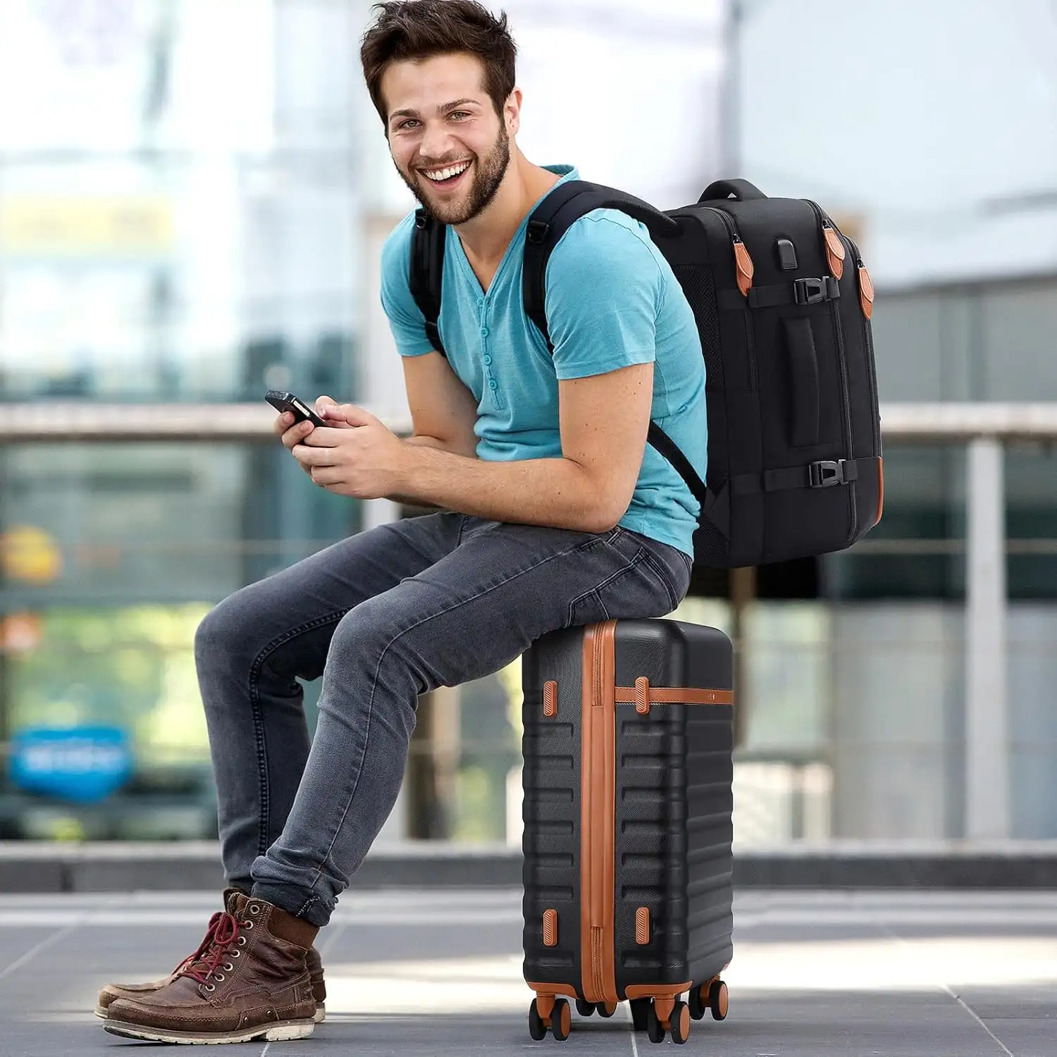 UKEIN Luggage Sets 3 Piece, Carry On Luggage 20 Inch With Spinner Wheels - 71GkYWPIaNL._AC_SL1500_